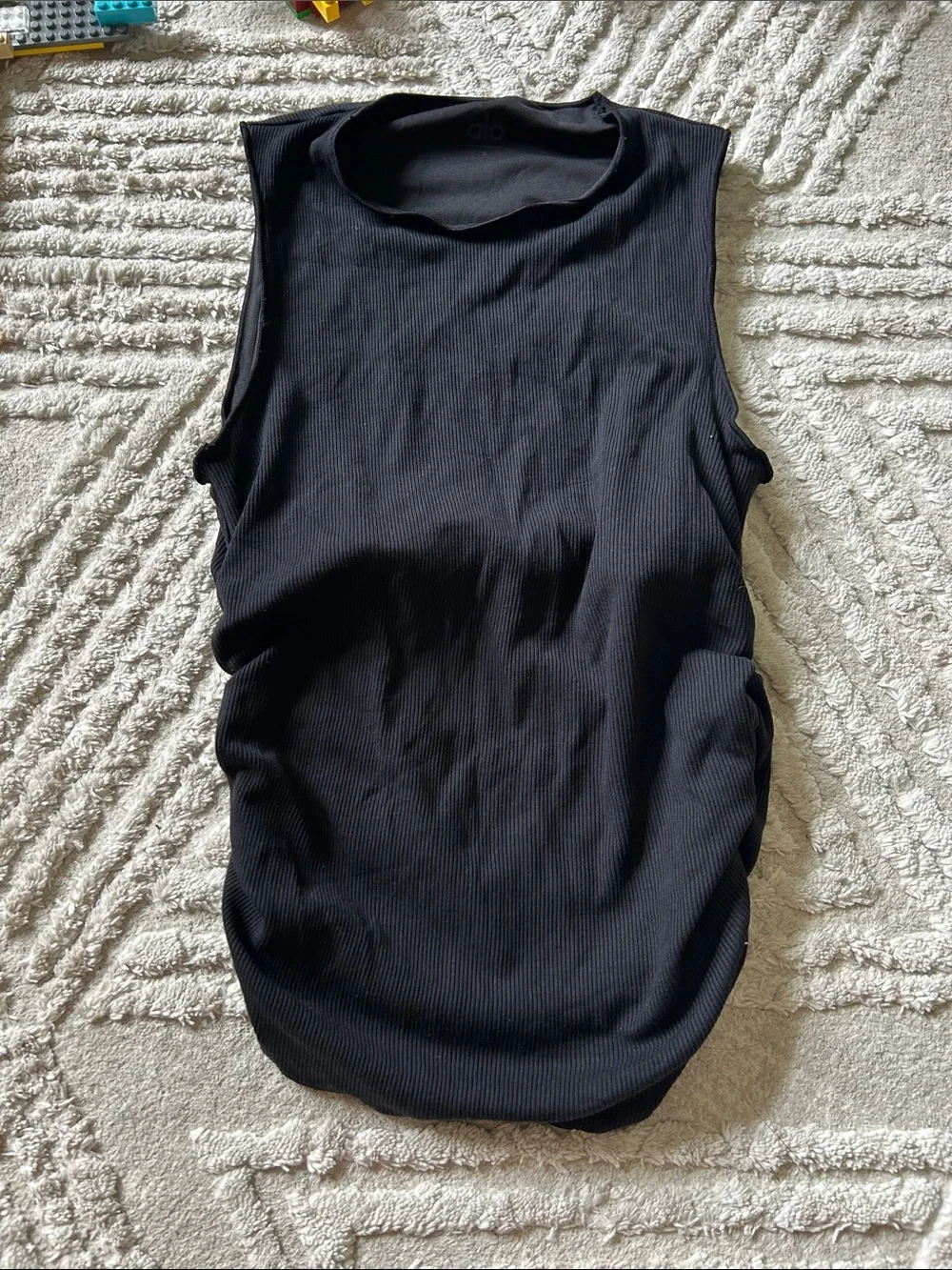 ALO Yoga Black Ribbed Crewneck Tank
